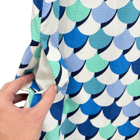 Boden Boden Phyllis Blue Scalloped Mermaid Textured Sleeveless Shift Dress - Picture 6 of 12